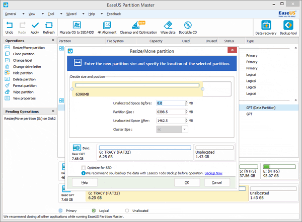 Resize GPT disk