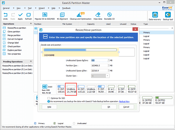 Extend partition