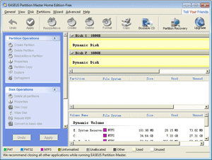 EASEUS Partition Master main interface