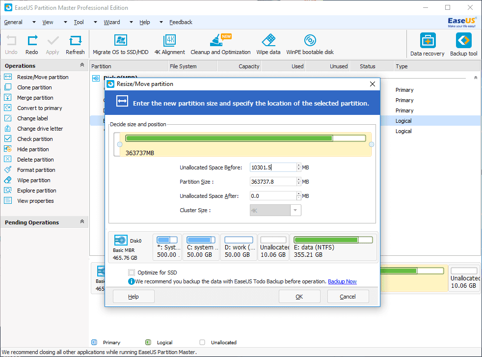EASEUS Partition Master Server Edition move-partition.gif