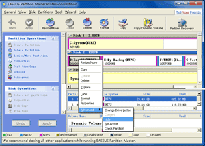 EASEUS Partition Master: Hide/Unhide Partition