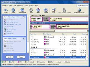 EASEUS Partition Master main window