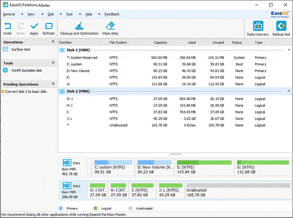 Convert to basic disk", you will see the dynamic disk has become basic ...