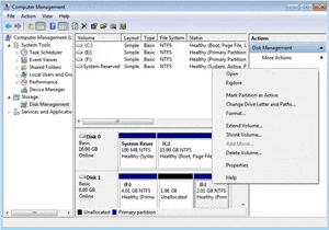 Windows 7 64bit disk management