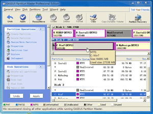 Windows 7 magic partition manager main window
