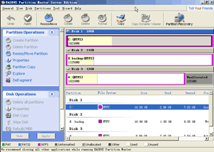 Initial partition layout