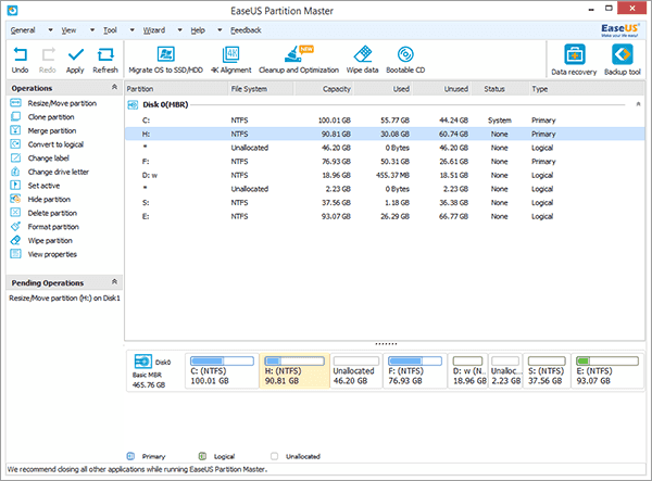 FREE to split partitions with EaseUS partition software.