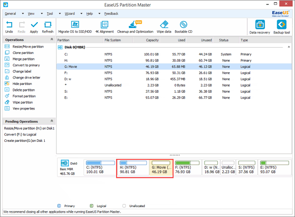 FREE to split partitions with EaseUS partition software.