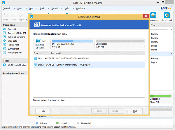 Disk and Partition Copy Wizard