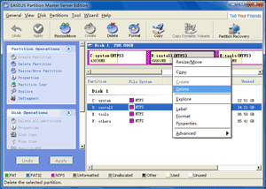 EASEUS Partition Master: Delete Partition