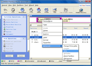 EASEUS Partition Master: Hide/Unhide Partition