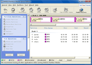 EASEUS Partition Master main window