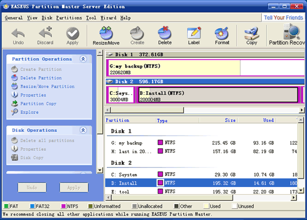 Select one of the partitions you want to merge